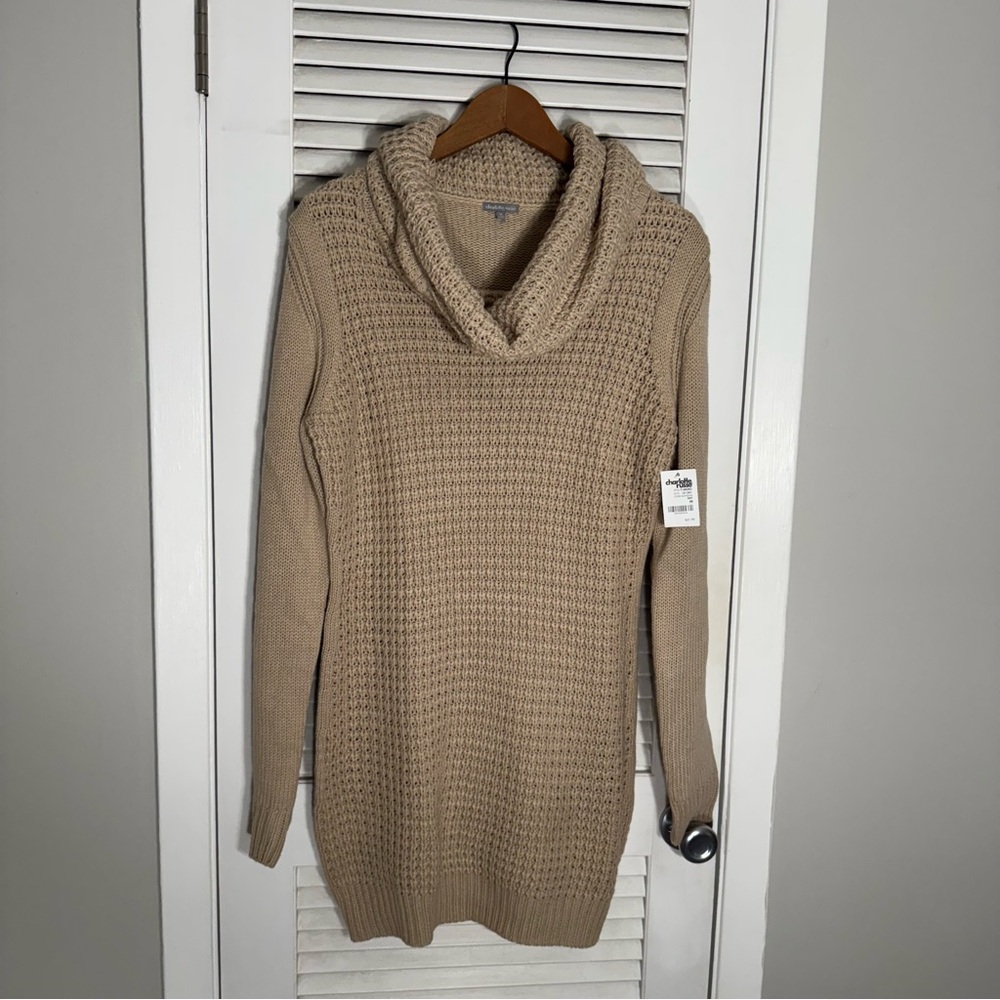 Charlotte Russe Tan Cowl Neck Sweater Dress